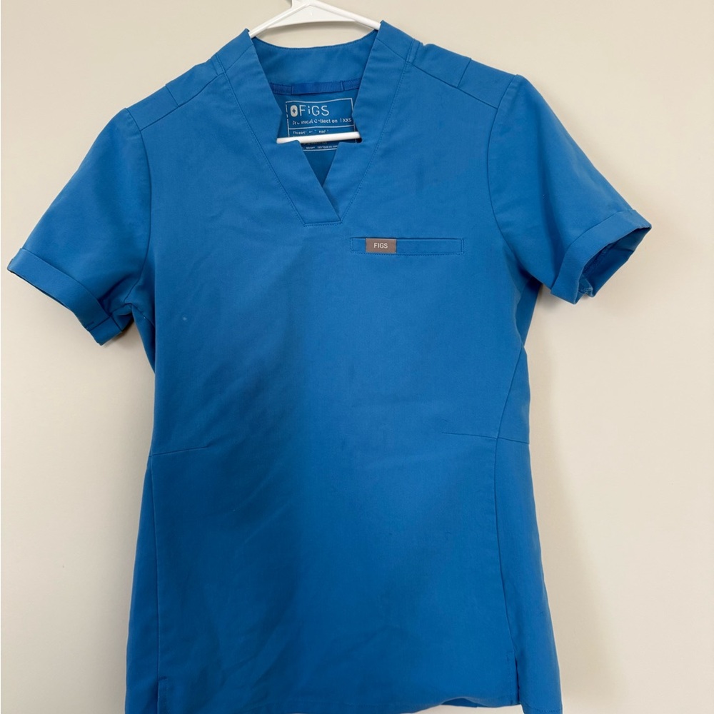 Figs Blue V-Neck Scrub Top